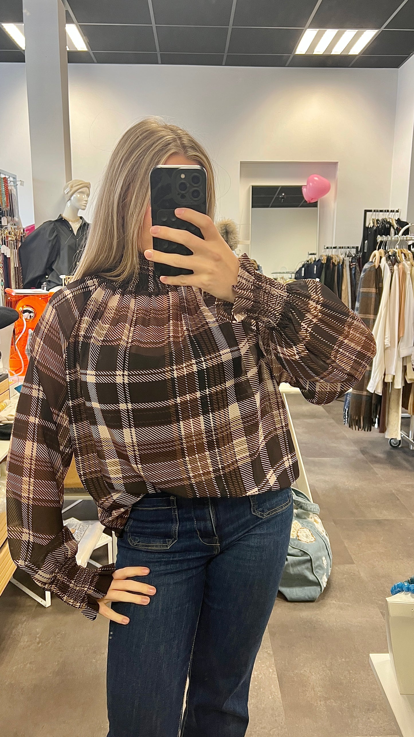 blouse à carreaux