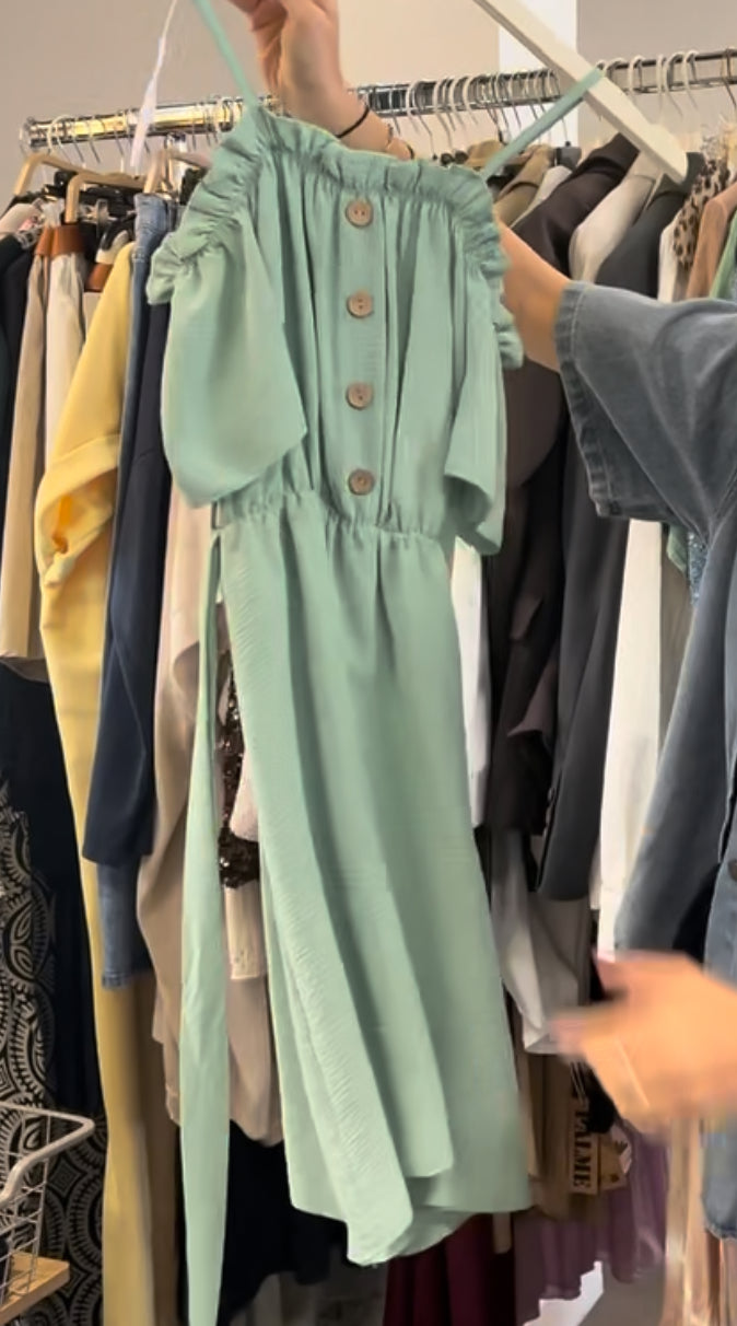 (15) robe verdot avec boutons et manches épaules