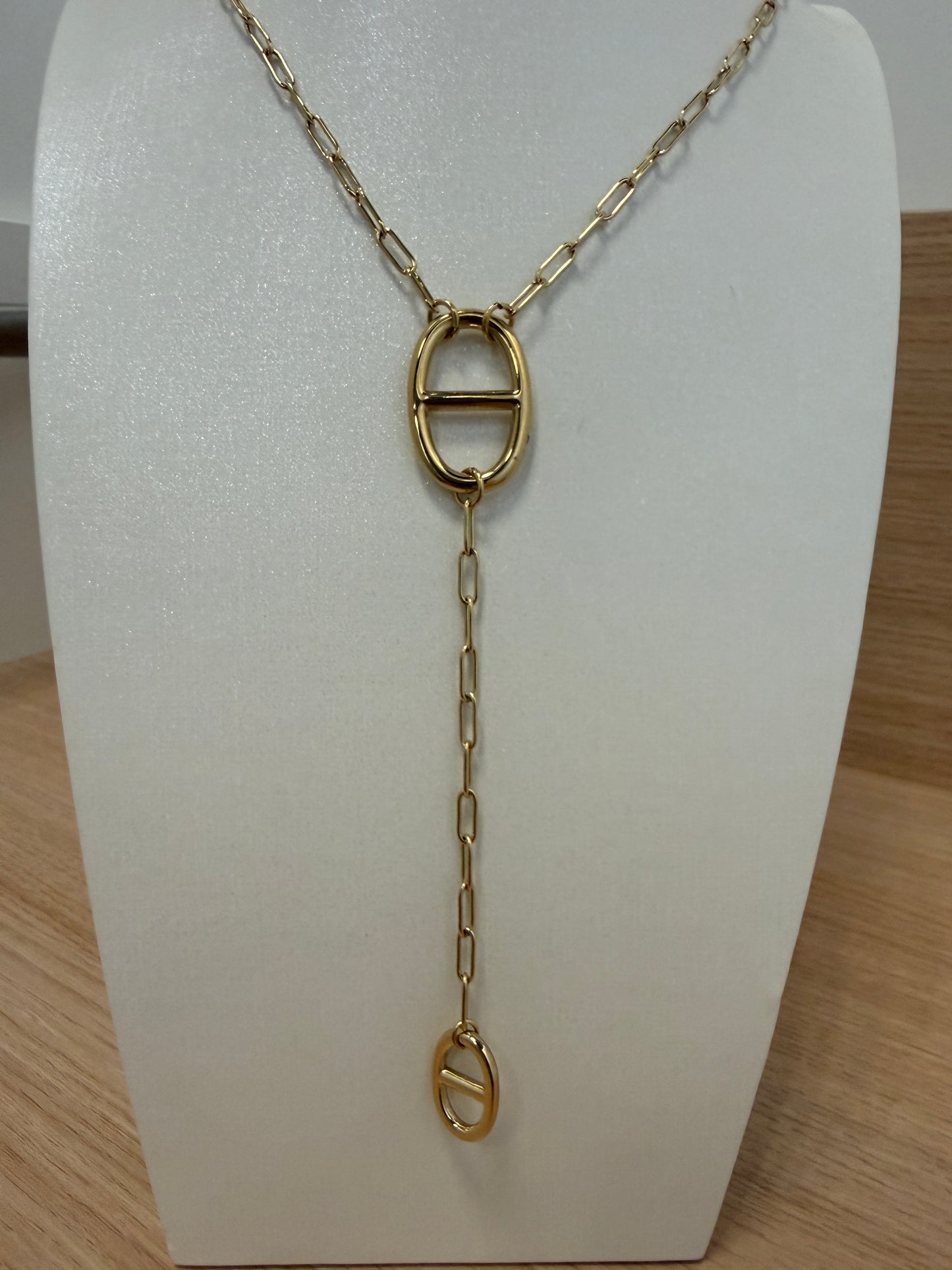 collier long sautoir maille marine
