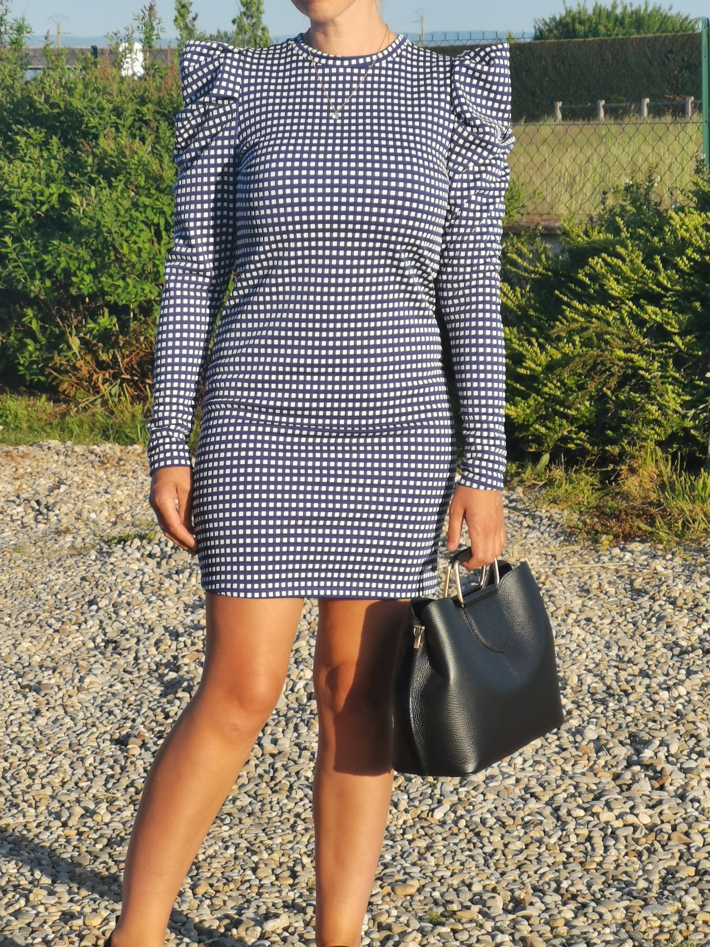 (10) robe vichy bleu & blanche
