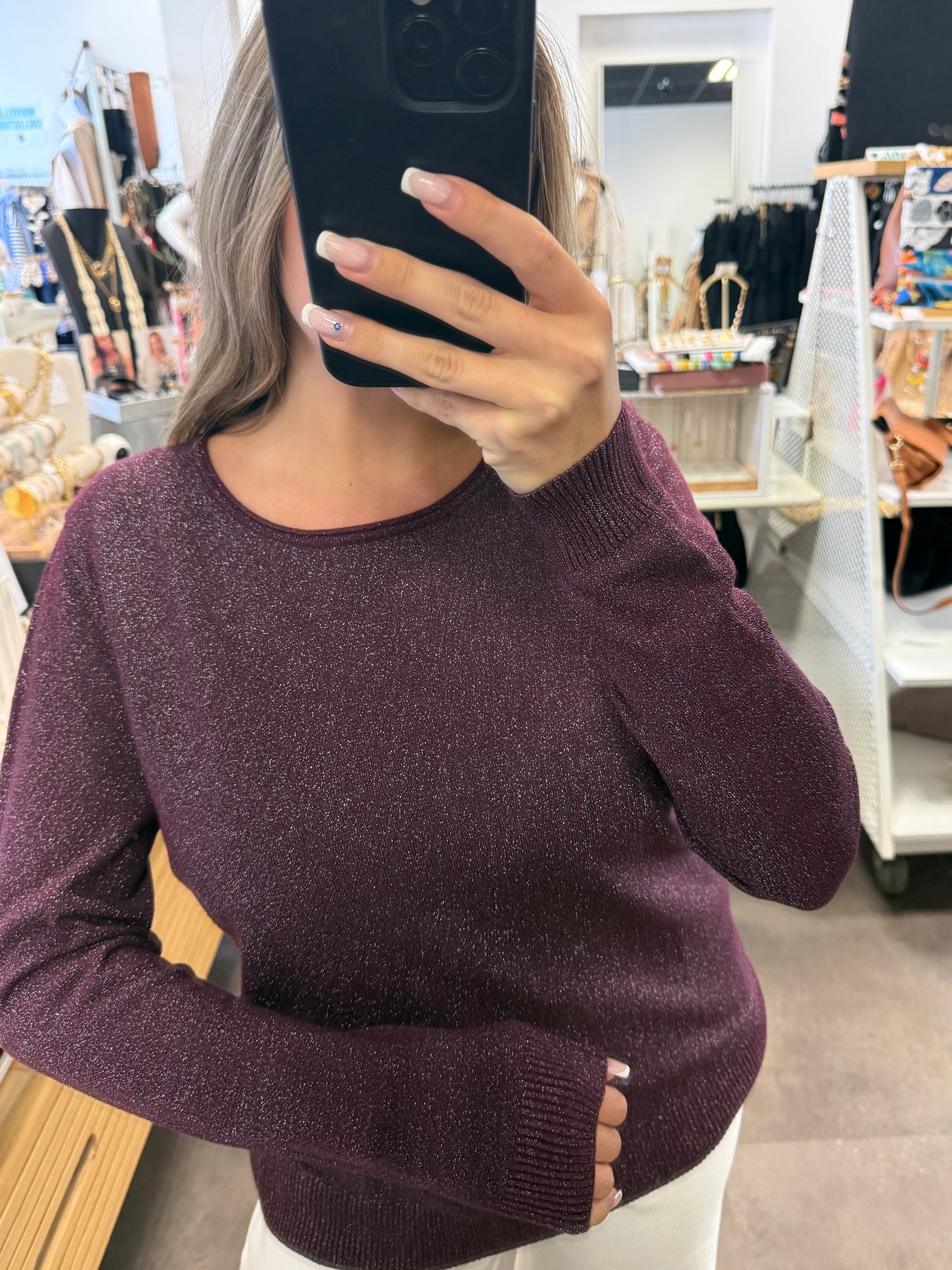 pull paillettes violet