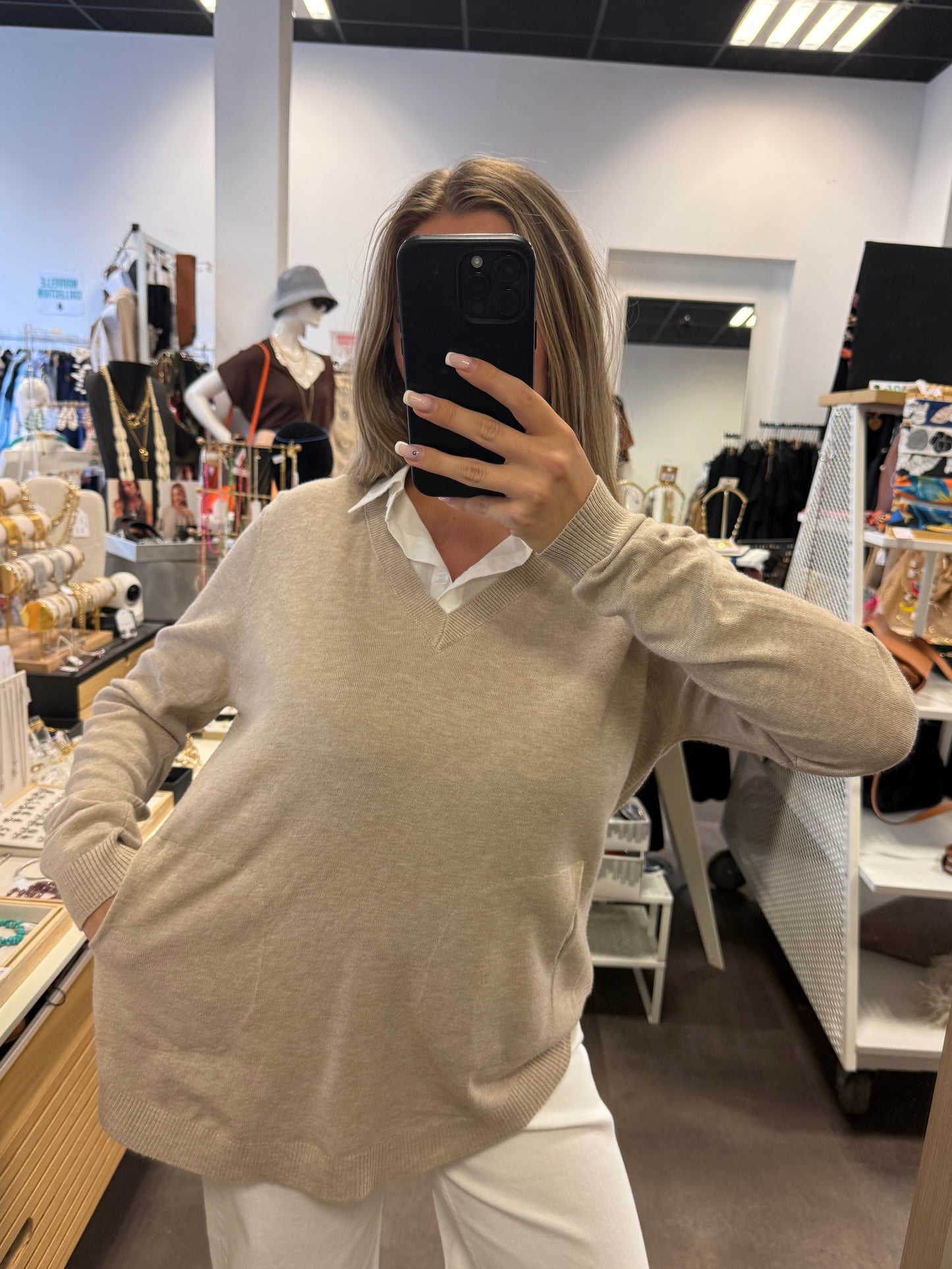 pull avec faux col chemise