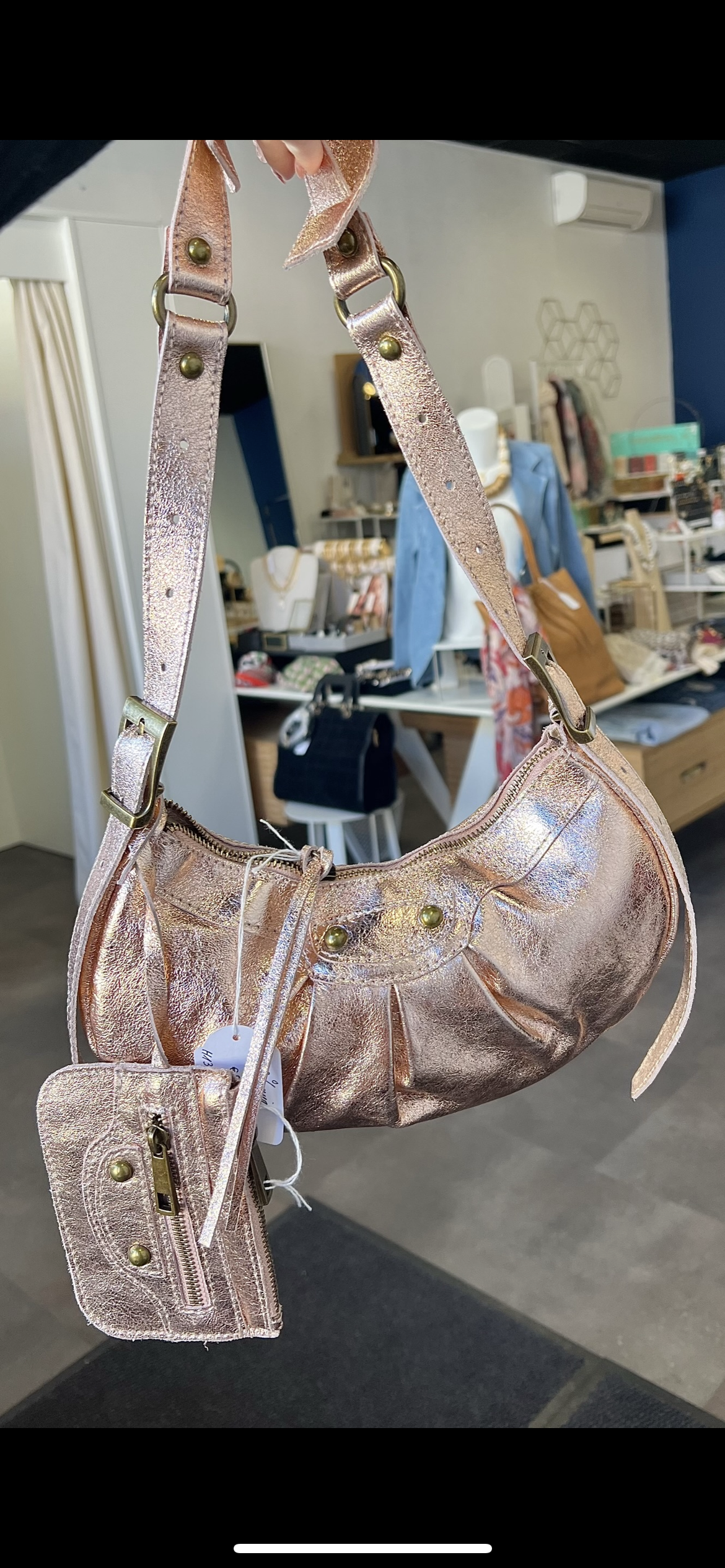 sac en cuir rose gold