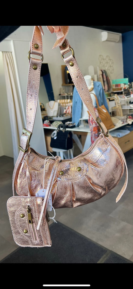 sac en cuir rose gold