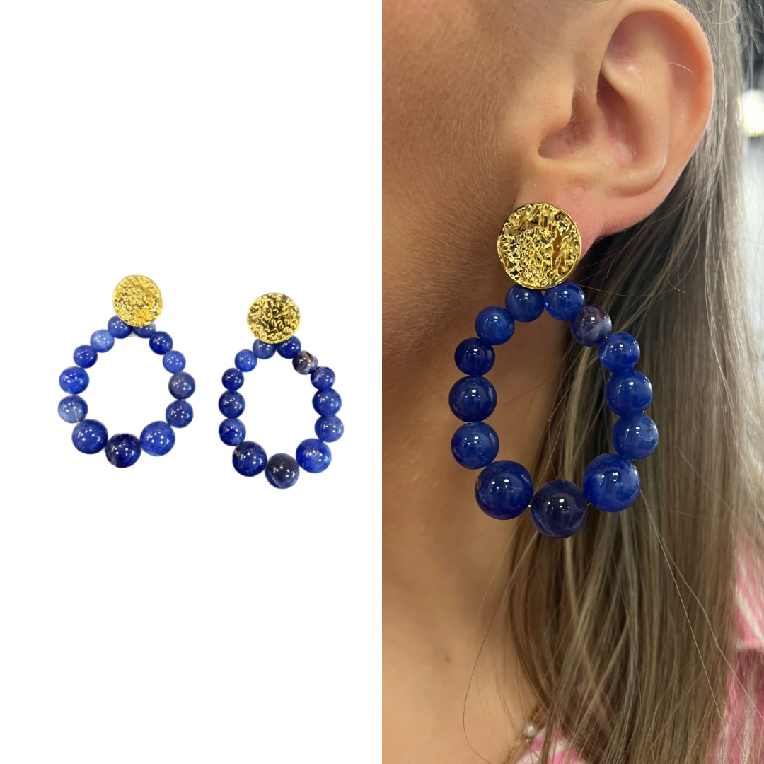 boucles perles avec cabochons en acier