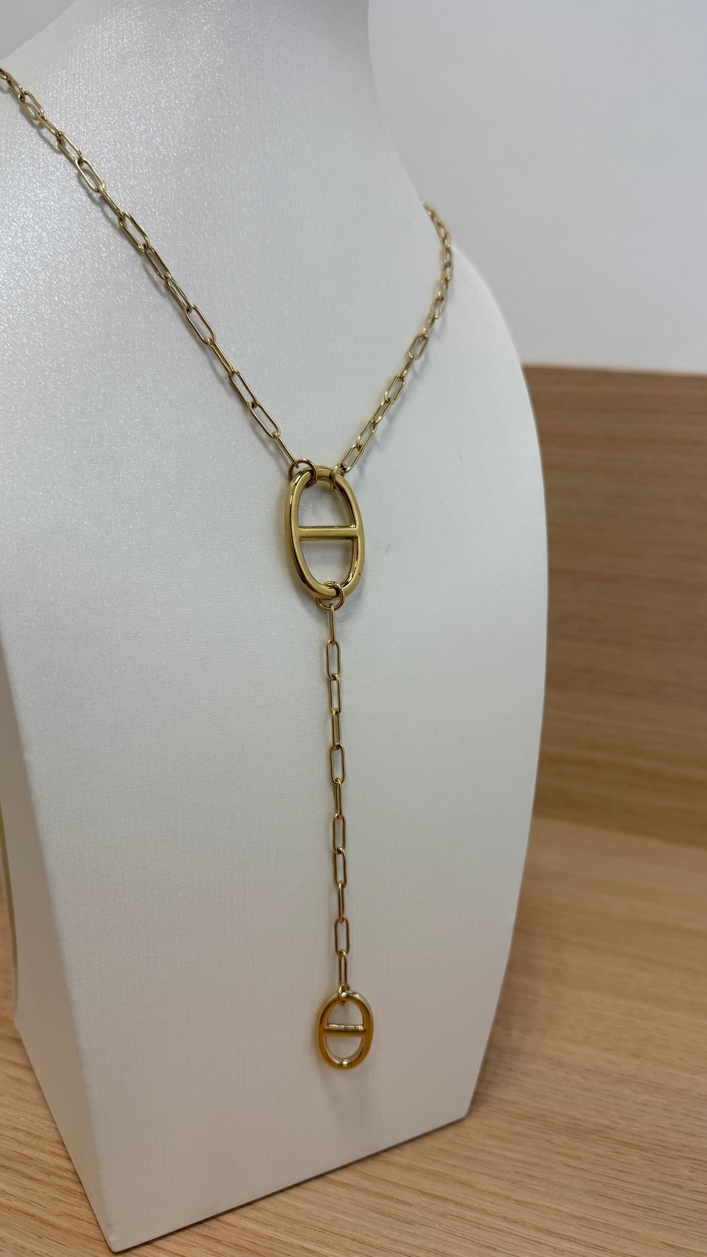 collier long sautoir maille marine