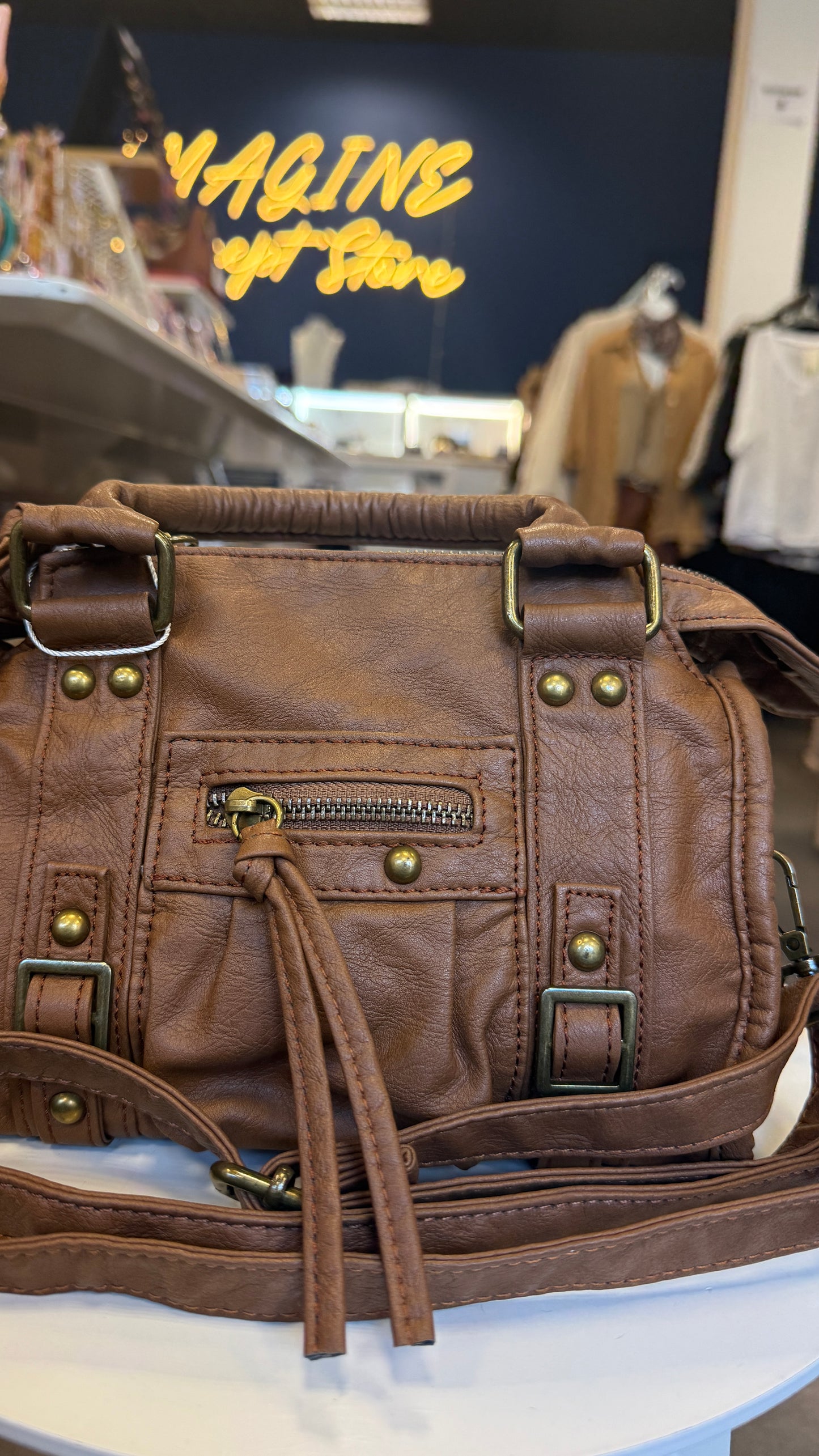 sac tendance similicuir marron