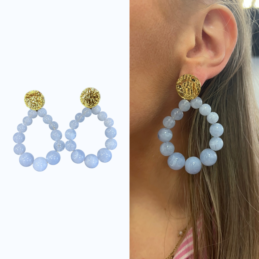 boucles perles avec cabochons en acier