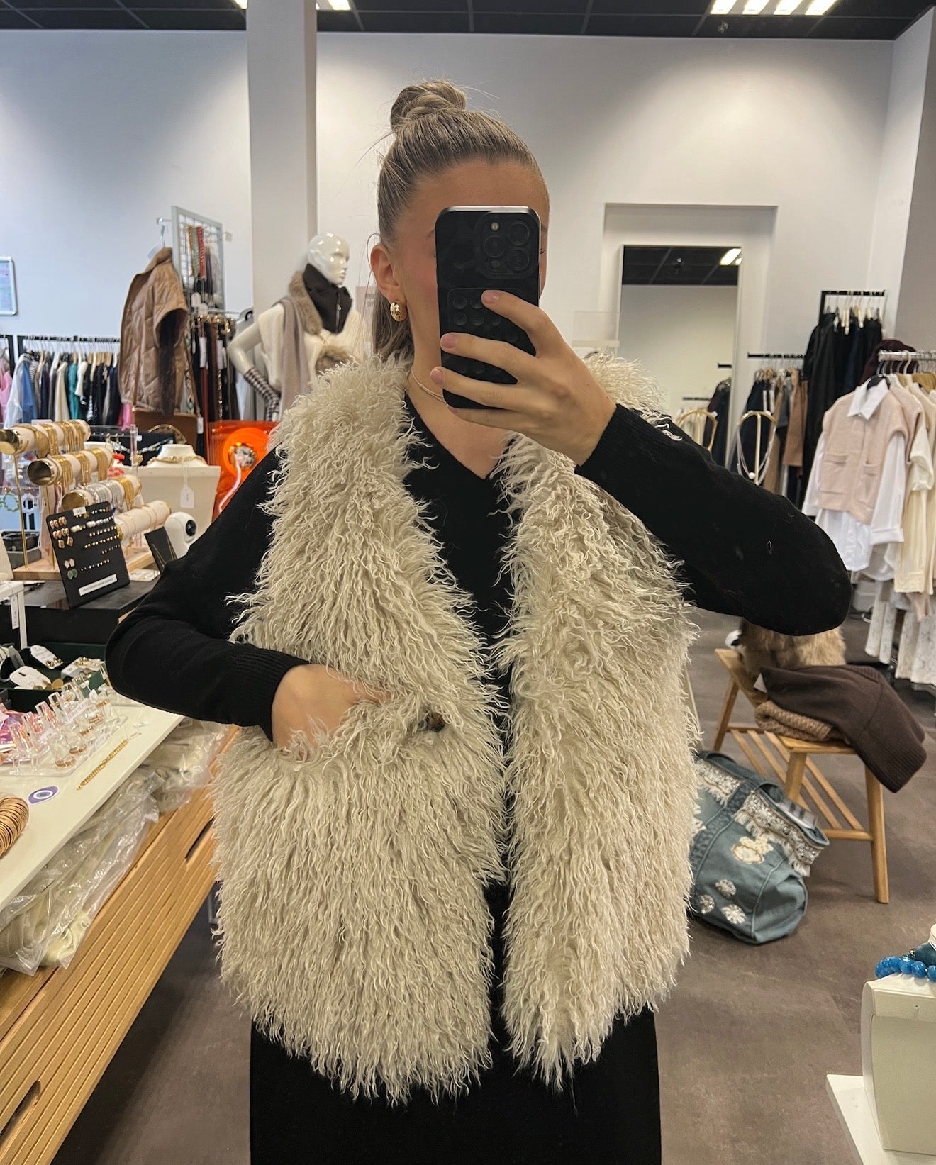 veste sans manches fourrure
