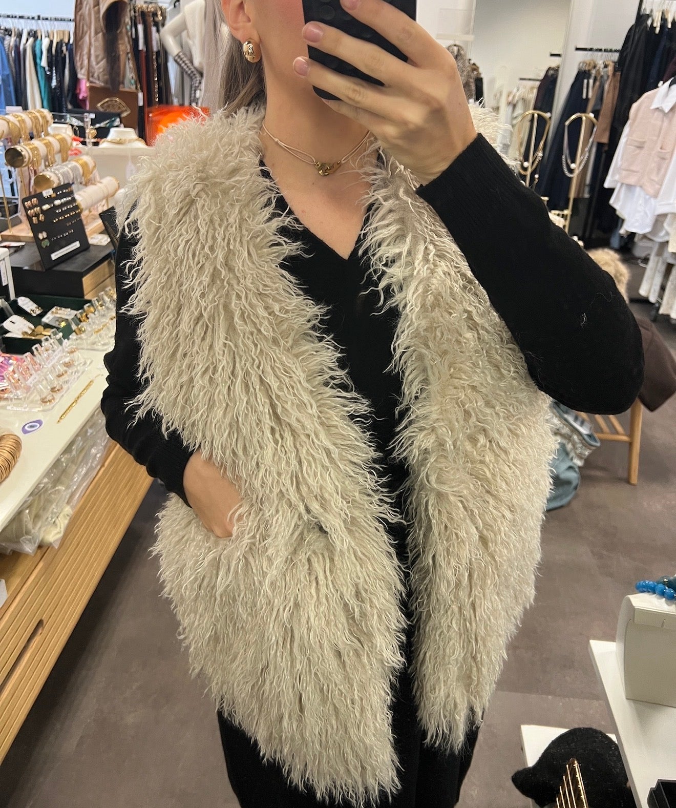 veste sans manches fourrure