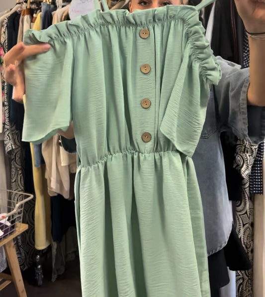 (15) robe verdot avec boutons et manches épaules