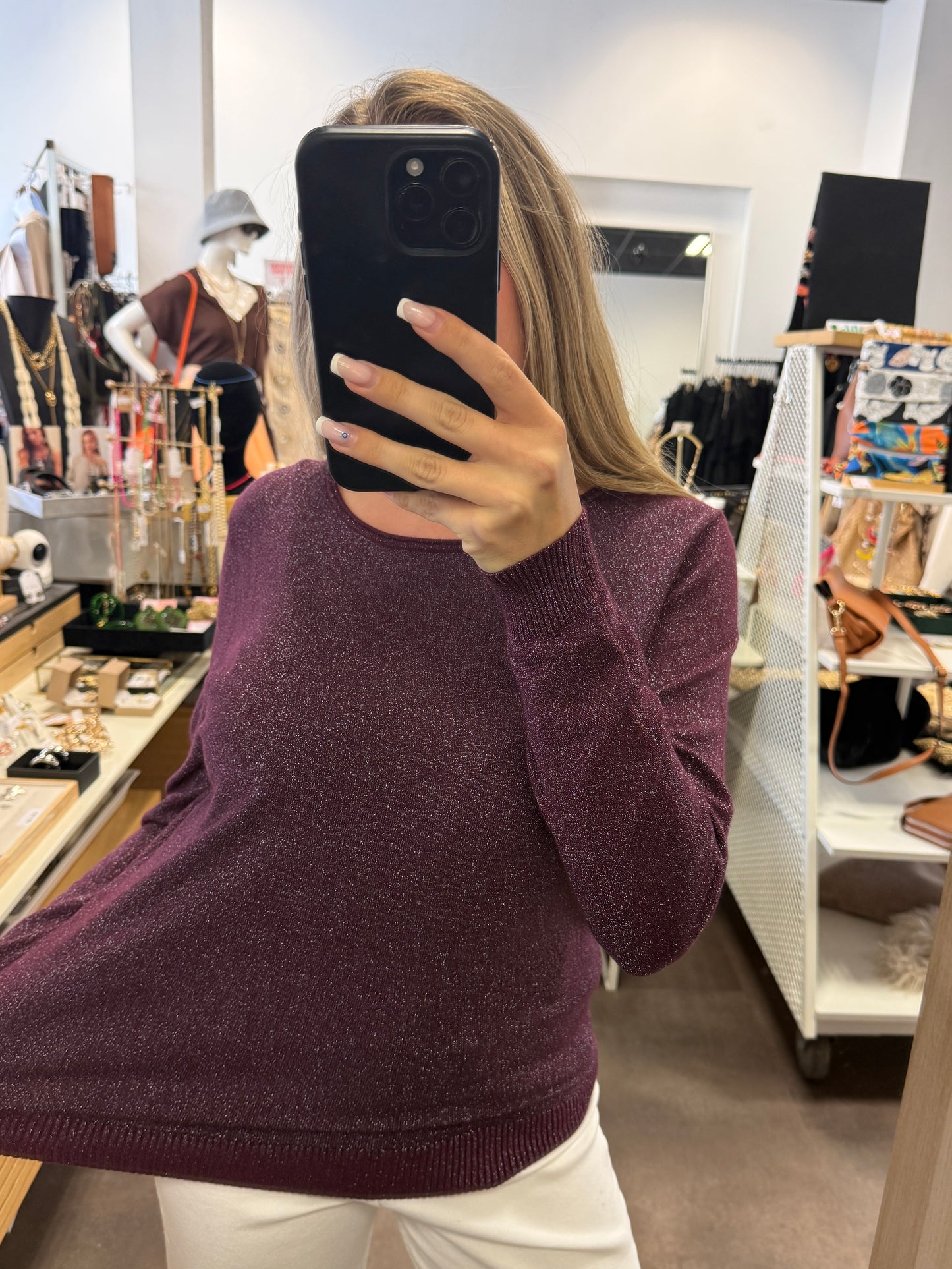 pull paillettes violet