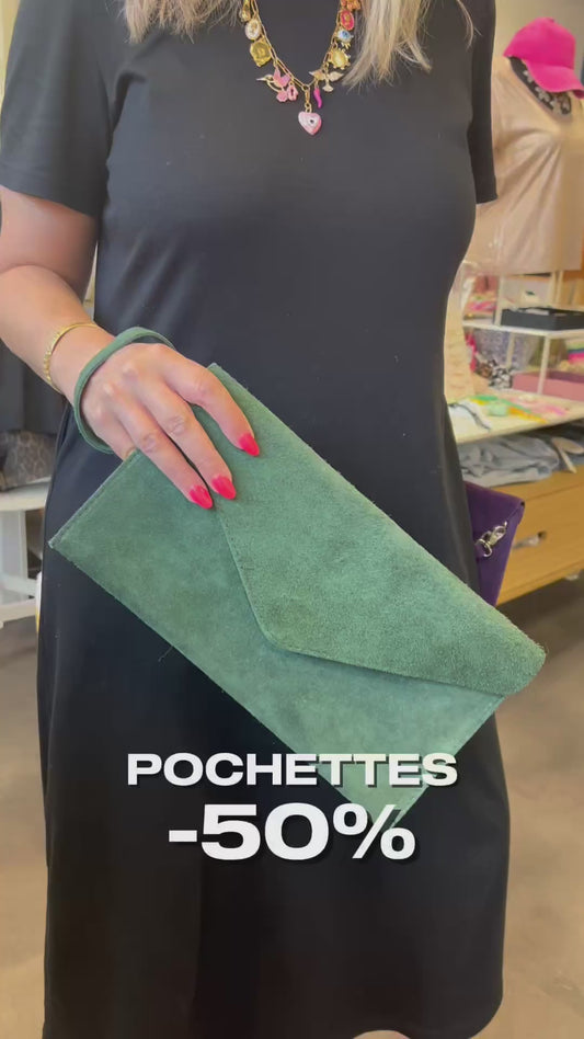 sac pochette cuir daim violet